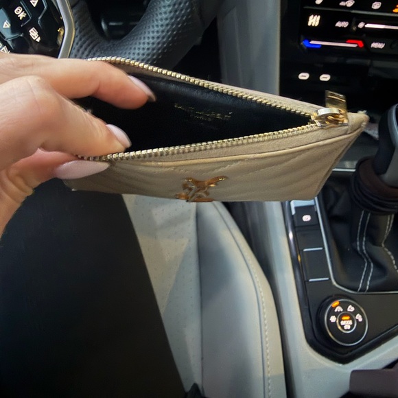 Yves Saint Laurent Taupe Card Holder with Gold Logo - Picture 6 of 6